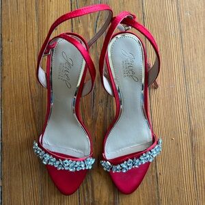 Jewel Badgley Mischka Red Embellished Heels
